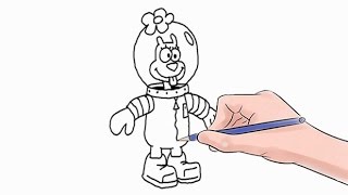 How to Draw Sandy Cheeks Easy Step by Step