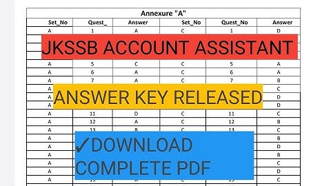 JKSSB ACCOUNT ASSISTANT ANSWER KEY RELEASED 🔥🔥|Complete Pdf Download