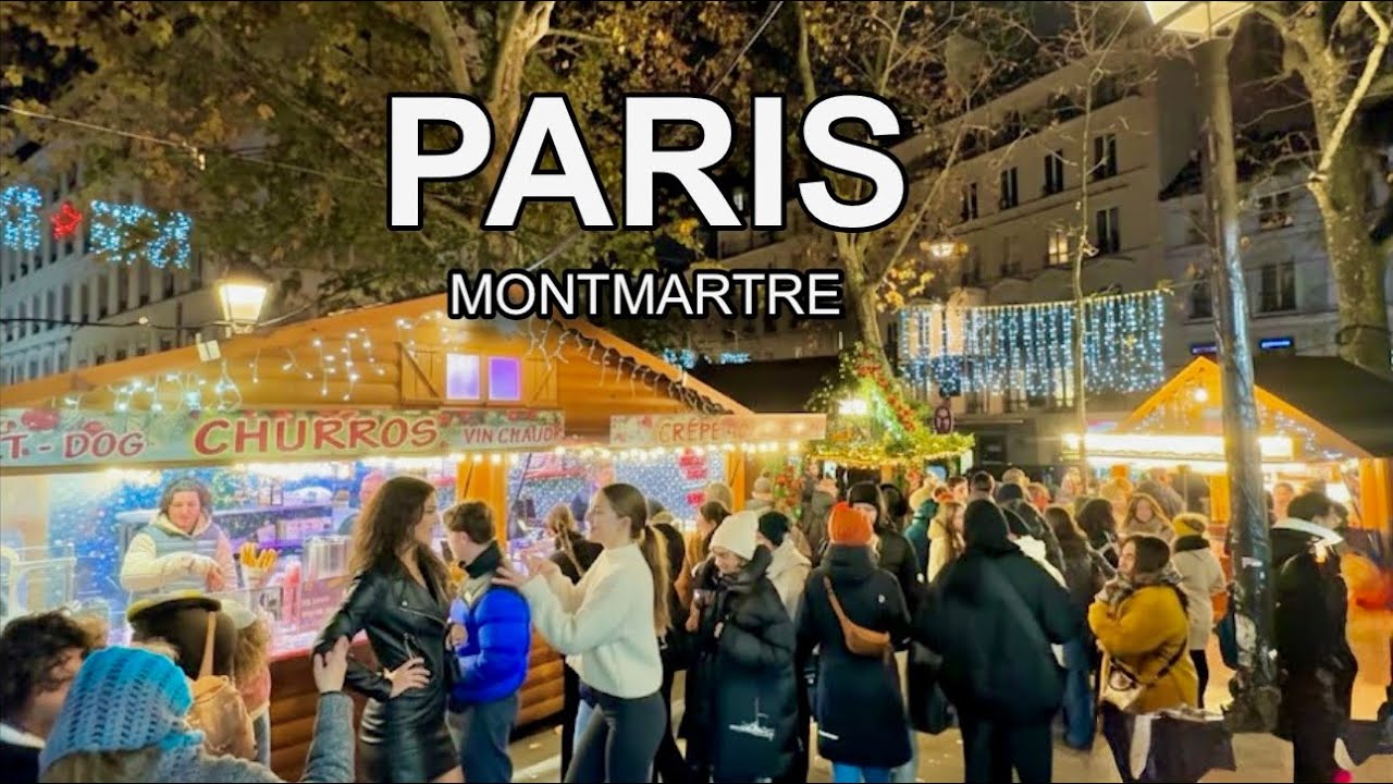 Paris France Live🎥 - Paris Cristmas Walk - MONTMARTRE Christmas Lights