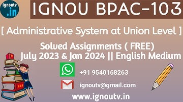 IGNOU BPAC-103 Solved Assignment July 2023 & Jan 2024 [FREE] || IGNOU BAPAH || IGNOU TV || IGNOU ||