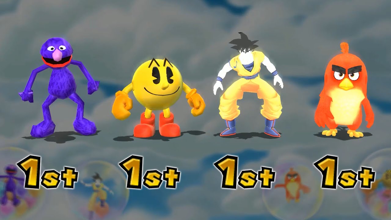 Mario Party 9 Mod - Pacman Vs Grover Vs Goku Vs Angry Bird #Marioparty9Mod