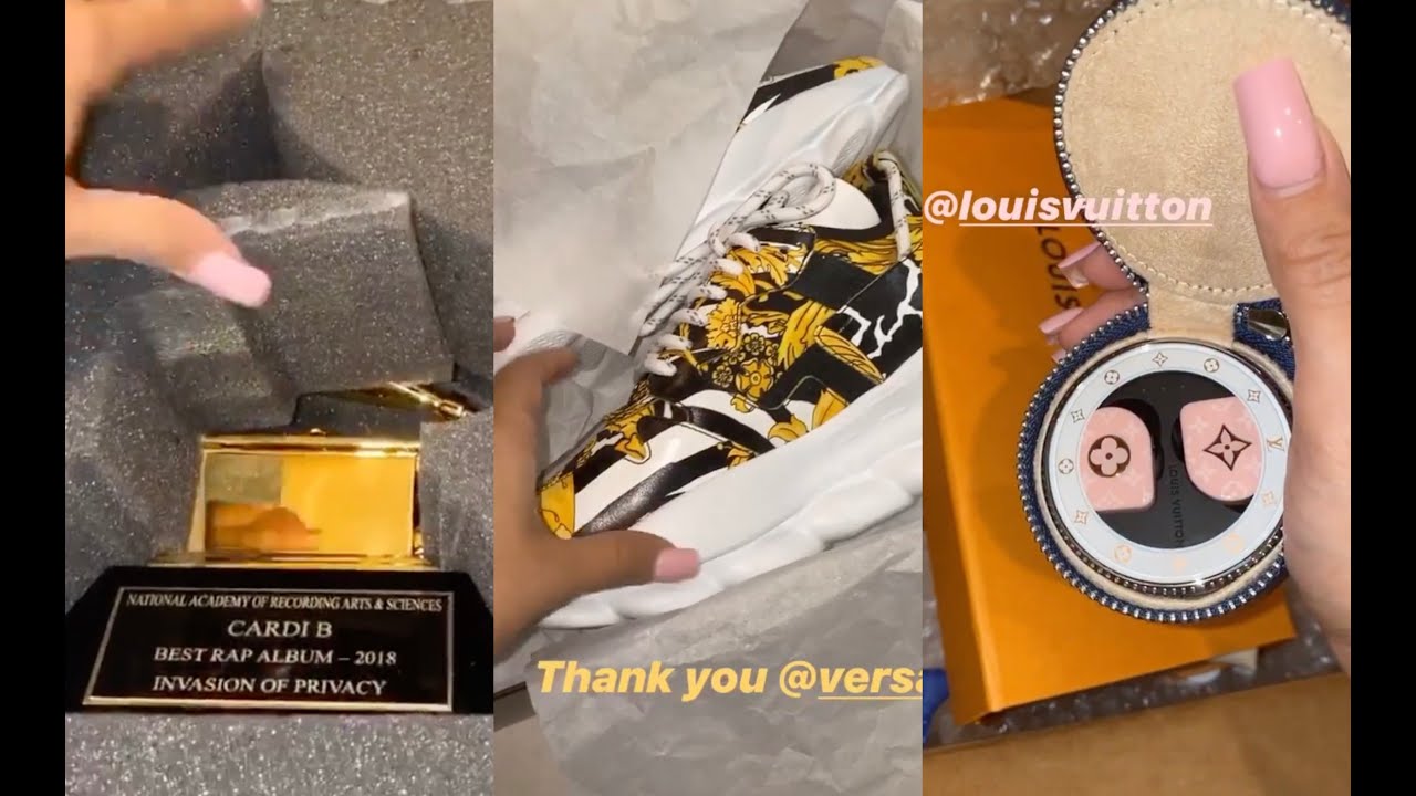 Cardi B Unboxes Grammy Louis Vuitton Sends Free Versace and Balenciaga 