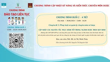 14.2.CẬP NHẬT CÁC NGUYÊN TẮC THỰC HÀNH TỐT TRONG NGÀNH DƯỢC THEO QUY ĐỊNH ThS. DS. Lê Thị Minh Thảo