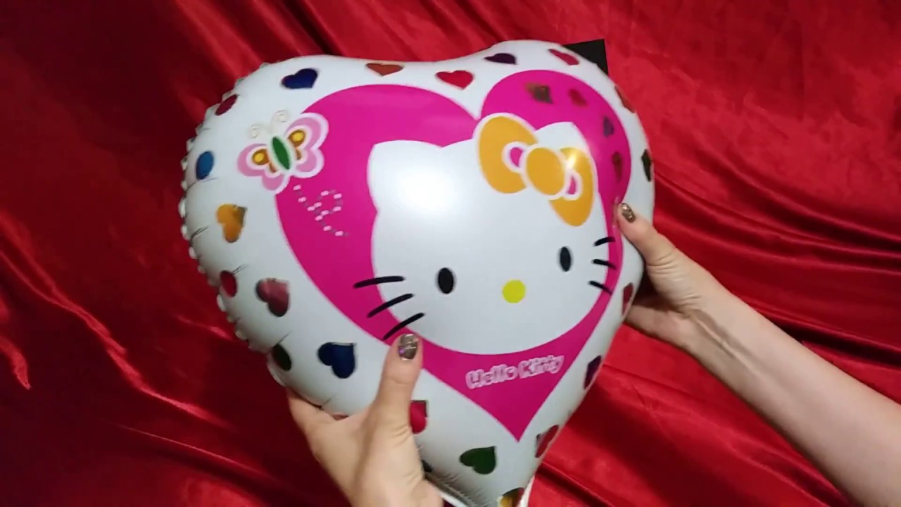Hello Kitty Inflation HELLO KITTY HEART SHAPED MYLAR BALLOON INFLATION ONLY NO POPPING - YouTube