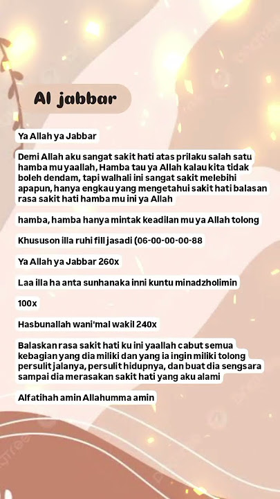 Yaa Jabbar Ya Jabbar Dzikir Untuk SAKIT HATI Menaklukan Musuh, Terhindar Dari Orang Zholim dan Jahat