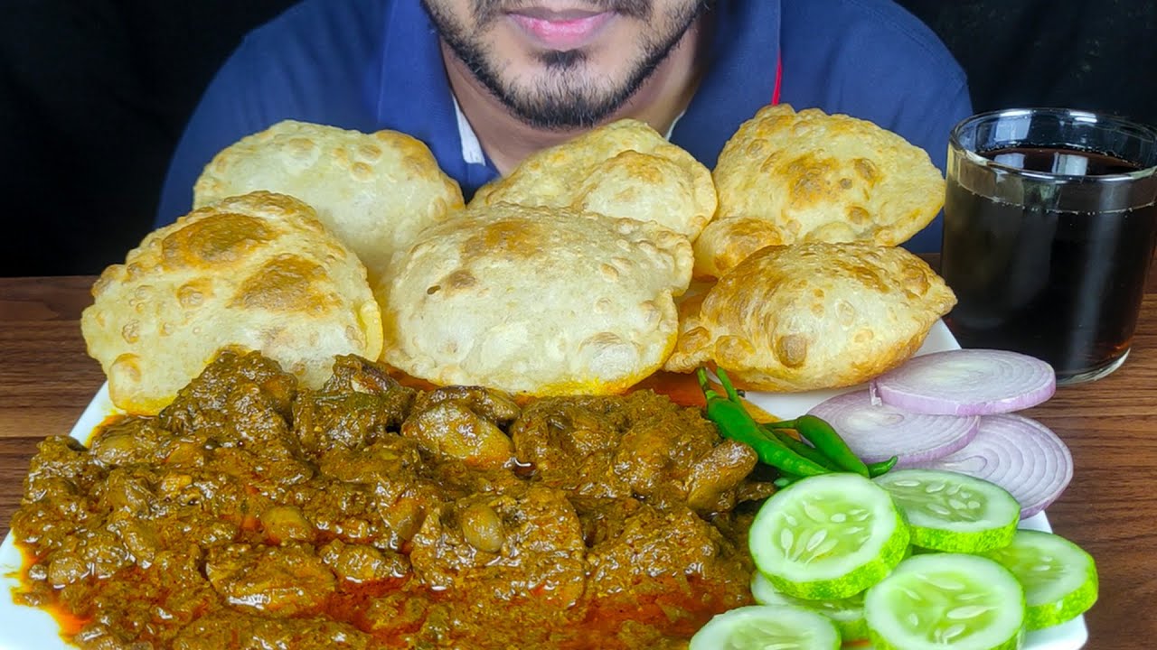 EATING LUCHI/PURI WITH CHICKEN LIVER & GIZZARD CURRY | MUKBANG EATING SHOW | REAL EATING SOUNDS
