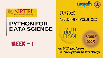 PYTHON FOR DATA SCIENCE  Week 1 Solution Answers 2025 (January) #nptel #swayam #iit