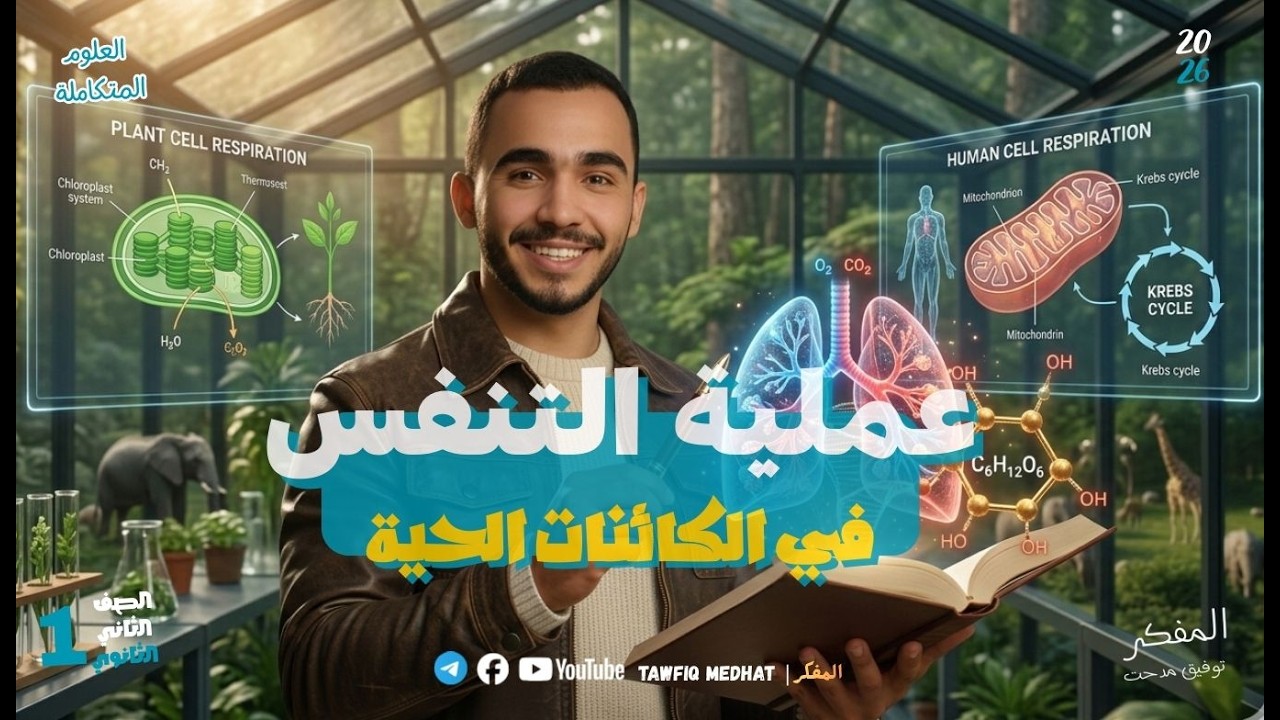 المحاضرة الخامسة-عملية التنفس في الكائنات الحية-أولى ثانوي الترم الثاني 2026 _المفكر | Tawfiq Medhat