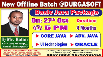 Basic Java Package Offline Training @ DURGASOFT