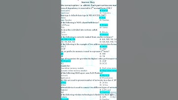 11 Computer Science MCQs Answer Key Hard Area Paper 11 Computer MCQs Answer Key Soft Area Paper