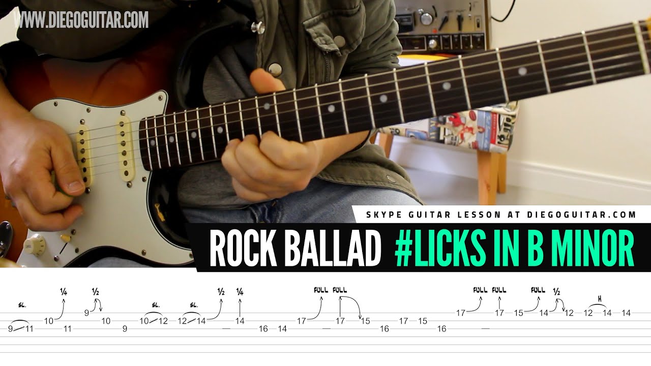 Melodic Rock Ballad Guitar Licks Improvisation | TAB | Lesson | Tutorial