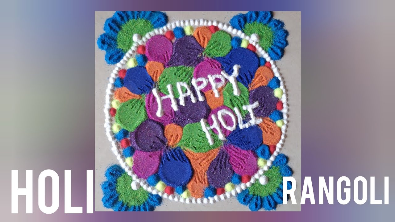 Holi Special colorful rangoli design🌈💦|होळी रांगोळी|Easy steps|#holispecial #holirangoli @RBK-7-85 