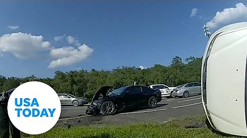 Heroic deputy helps rescue mother and her kids after rollover crash in Florida | USA TODAY