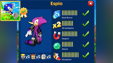 SONIC DASH | ESPIO ALL LEVELS MAX UPGRADE GAMEPLAY