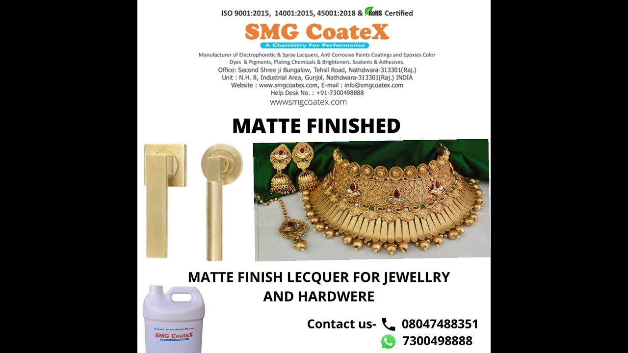 BEST MATTE LACQUER FOR JEWELLERY AND HARDWARE ||BEST MATTE FINISHED||