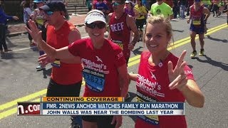Former 2News Anchor in Boston as wife and daughter run the marathon