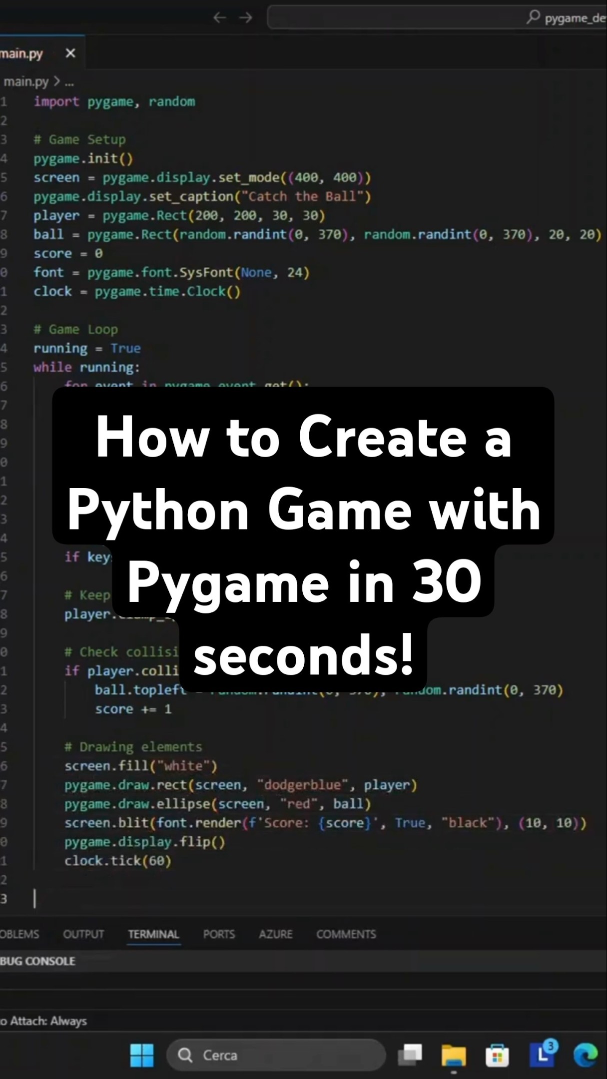 How To Create A Python Game With Pygame In 30 Seconds Pygame Oardefault 