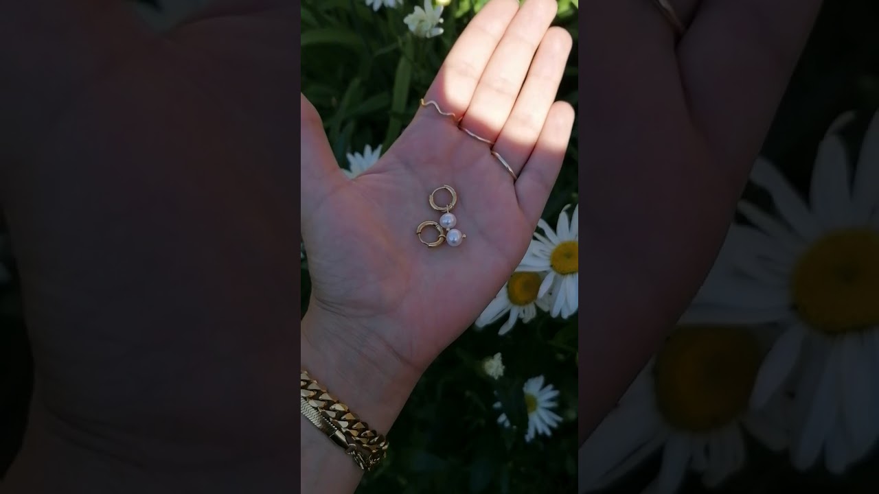 Petite - small hoop earrings with freshwater pearl charms