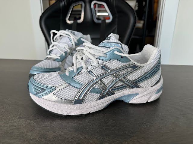 ASICS Gel 1130 White Blue Shark Skin On Feet Review - YouTube