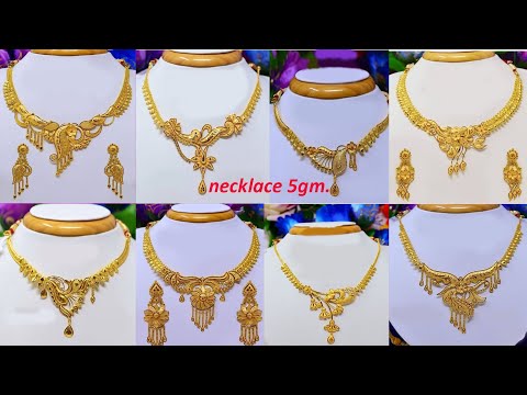 Light Weight Gold Necklace Designs With 