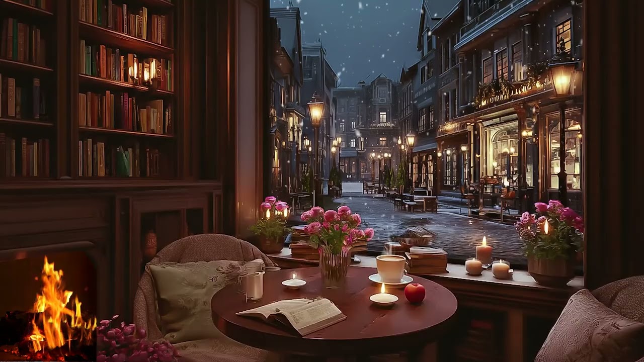 Cozy Winter Piano ❄️ Snowfall Night by the Fireplace | Calm Piano Music for Relaxation