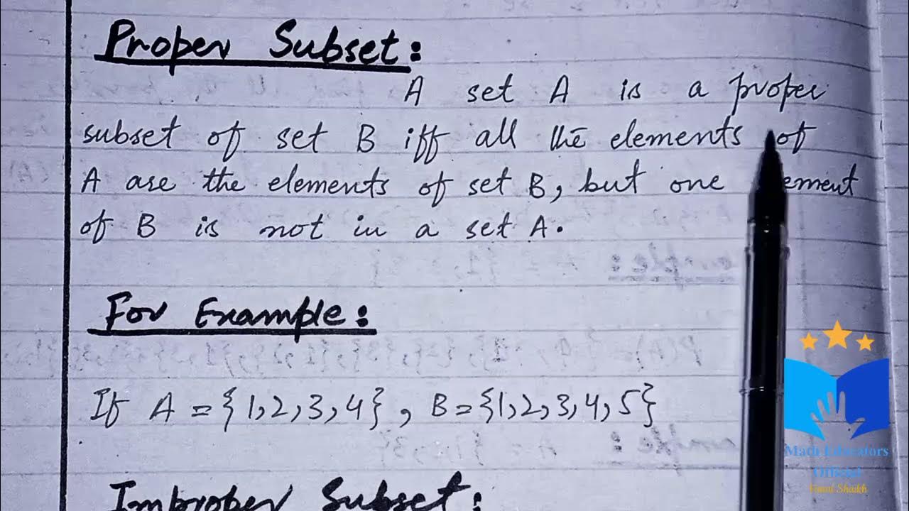 Definition of proper subset improper subset class 10 math math