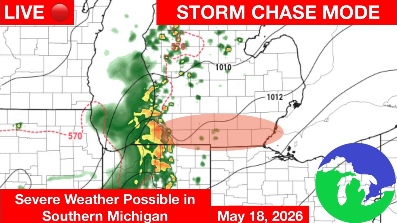 LIVE STORM CHASER- Severe Thunderstorms in Southern Michigan - YouTube