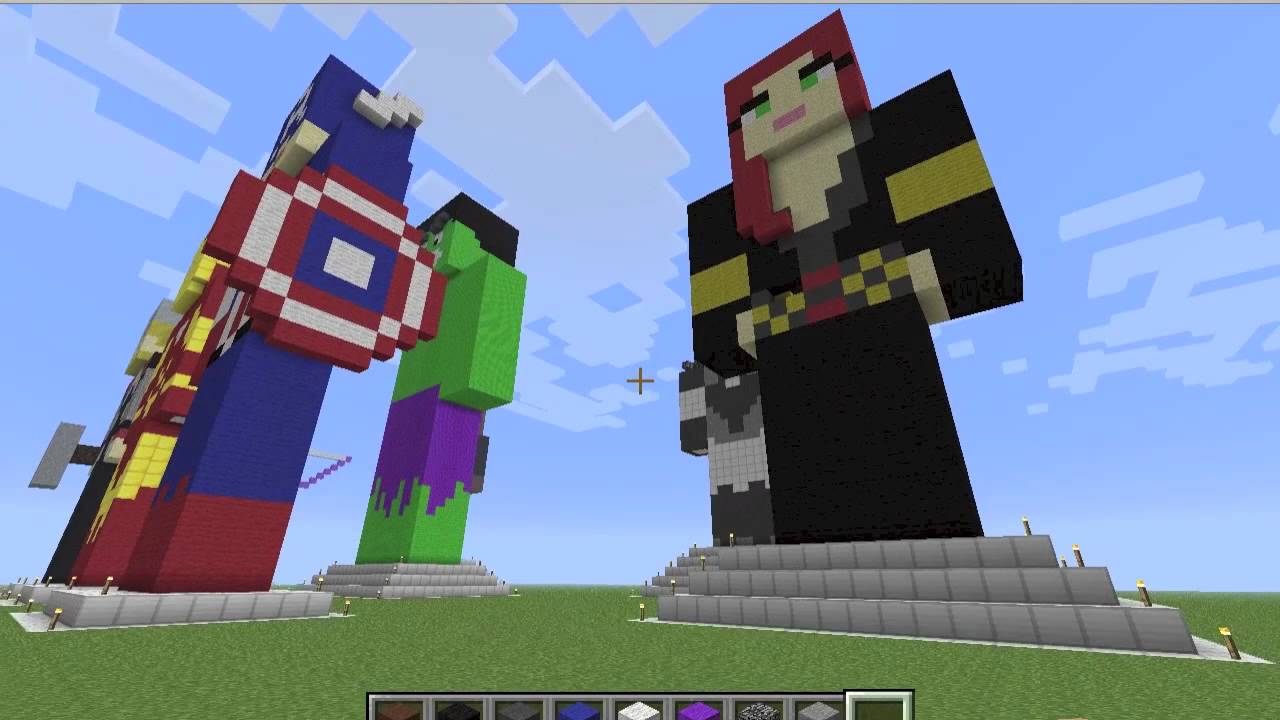 Minecraft: The Avengers Statues - YouTube