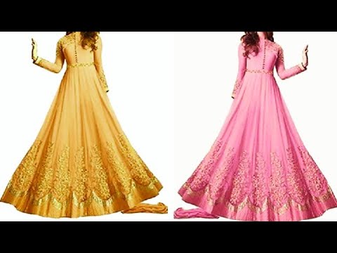 party wear long gown cutting and stitching