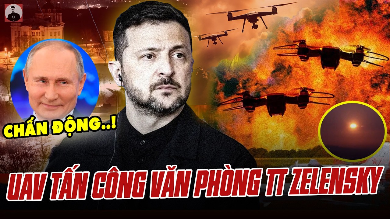 CHẤN ĐỘNG: UAV LAO THẲNG VÀO TẤN CÔNG VĂN PHÒNG TT ZELENSKY