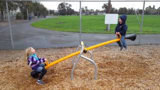 Riley and Beckett on the teeter totter.
