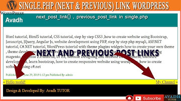 next previous post link in wordpress || single.php file in wordpress || wordpress tutorial