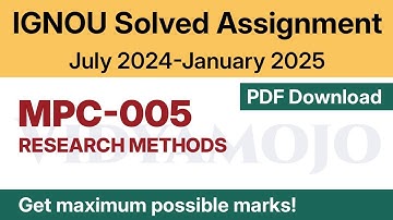 IGNOU MPC 005 Solved Assignment 2024-25 PDF Download | IGNOU MA Psychology/MAPC 1st Year Assignment