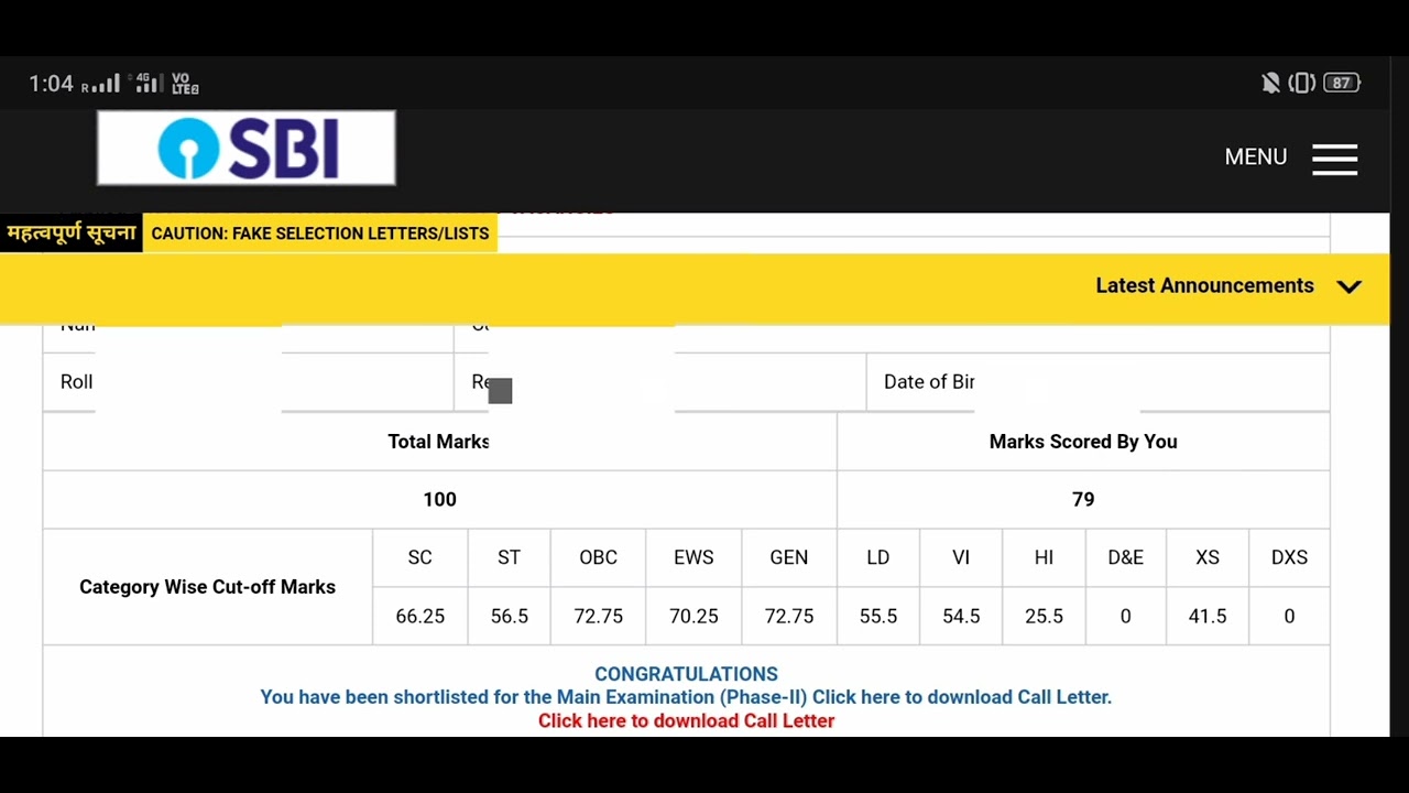Sbi clerk prelims scorecard 2022 ️ sbiclerk YouTube
