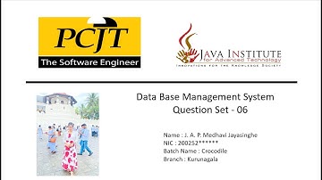 Question Set - 06 | DBMS | Java Institute | 1st Year |