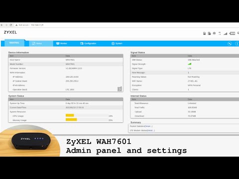 ZyXEL WAH7601 portable 4G router Wi-Fi • Admin panel login and settings overview