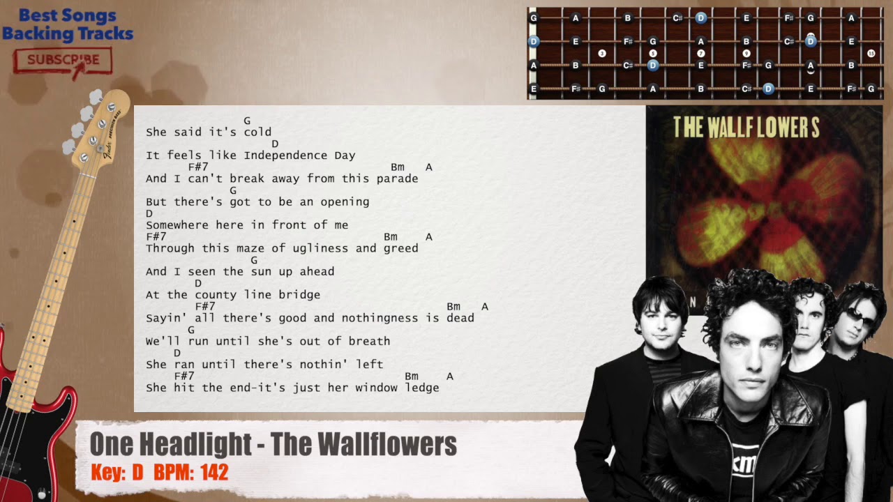 🎻 One Headlight The Wallflowers Bass Backing Track with chords and