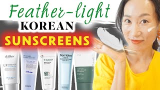 TOP 5 ULTRA-LIGHT Korean Sunscreens 🔆 Weightless and Invisible! Feat. COSRX d'Alba Anua P.Calm &more