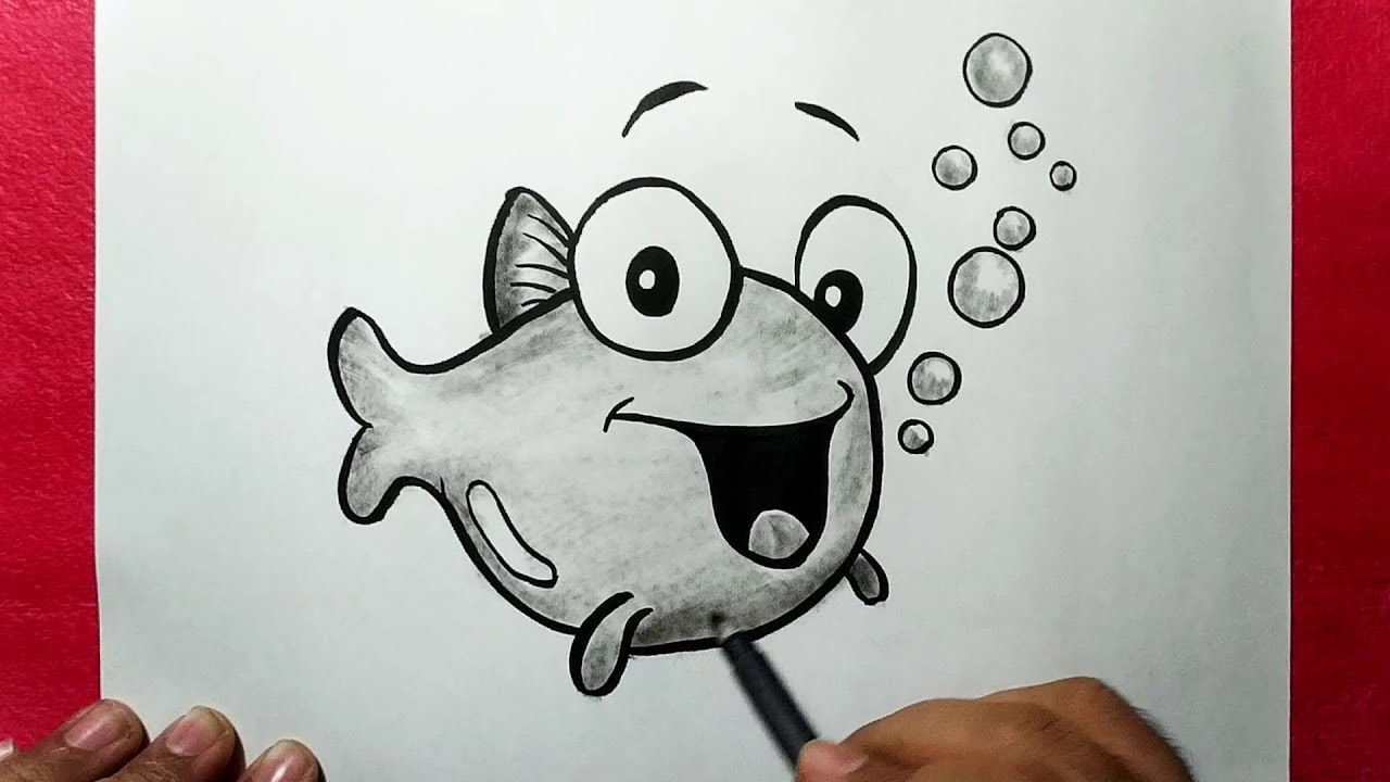 Premium Vector | Cute fish drawing printable coloring page