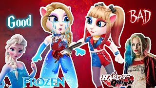 Good Elsa Frozen 🩵 VS bad Harley Quinn Margot Robbie ♥️ My Talking Angela 2