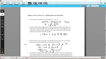 Algebra 1 A Unit 7 Lesson 10-11 - Modeling with Linear Inequalities