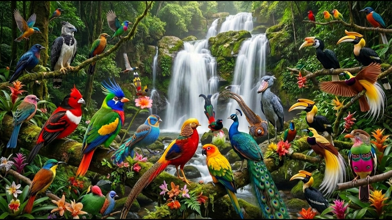 Relaxing Amazon Birds with Stream Music 🌿🐦💦🎶#AnxietyRelief #PeacefulSounds #BirdLife