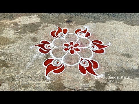3*2 dots rangoli | Small daily kolam design | Simple Muggulu with dots | Dot rangoli design |