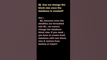 #shorts Can we change the block size once the database is created ? | interview question