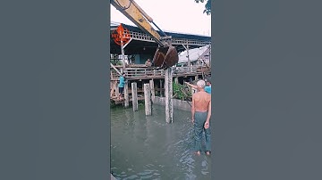 #excavator máy xúc kobe đóng cọc bê tông cực mạnh