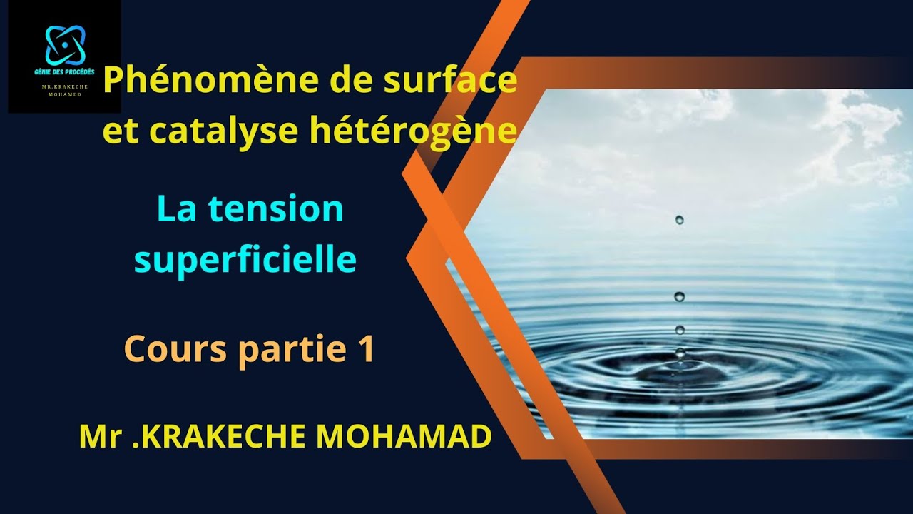 Phénomène de surface et catalyse hétérogène  [ Tension superficielle ] (Cours partie 1 )