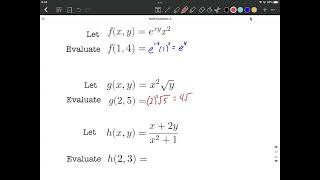 Evaluating functions in two variables