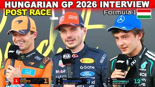 F1 Post Race Interview | Hungarian Grand Prix 2026 | Budapest - Top 3: Norris, Verstappen, Antonelli
