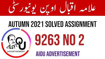 Aiou Autumn 2021 Solved Assignment ll Code 9263 Assignment No 2 ll Aiou Advertisement