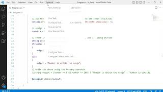 C# 26: Use the ternary (:) and OR (||) operators to check if a number is outside/within a range.
